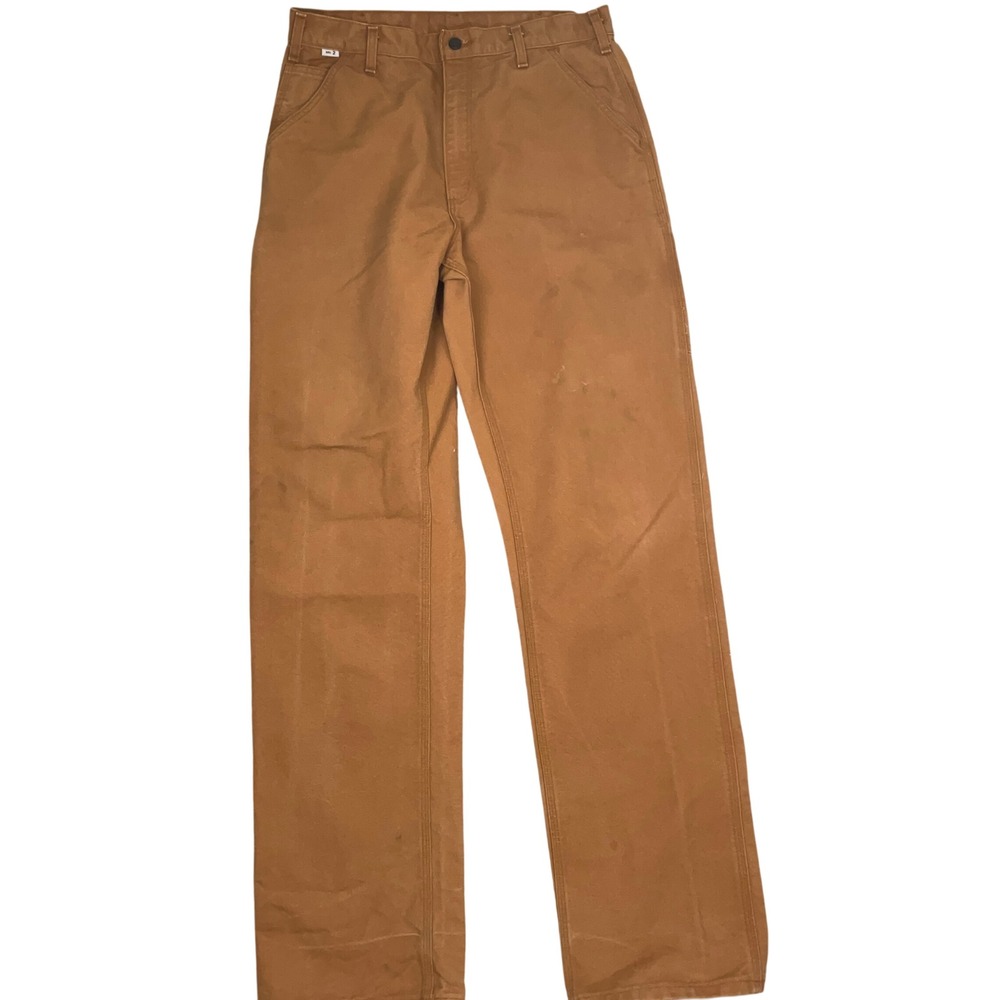Carhartt FRB229 Jeans Mens 34W 36L Brown Canvas Heavy Flame Resistant Chore Work